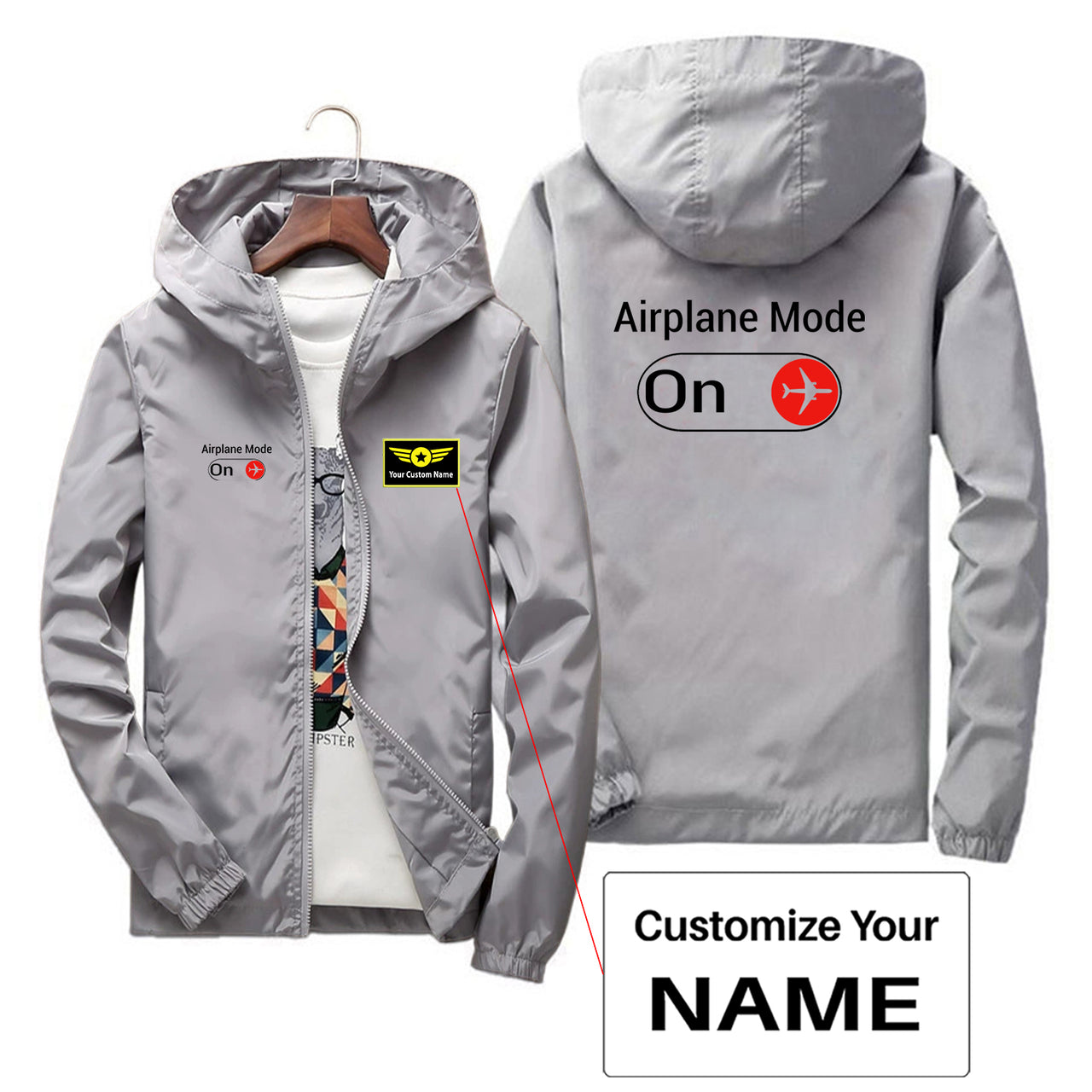 Airplane Mode On Designed Thin Windbreaker Jackets