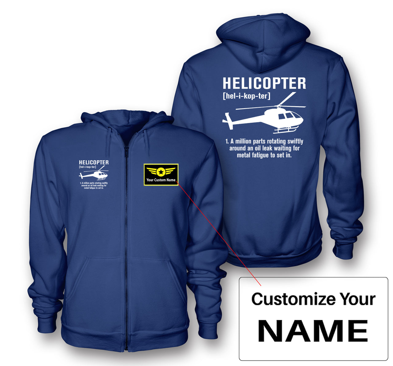 Helicopter [Noun] Designed Zipped Hoodies
