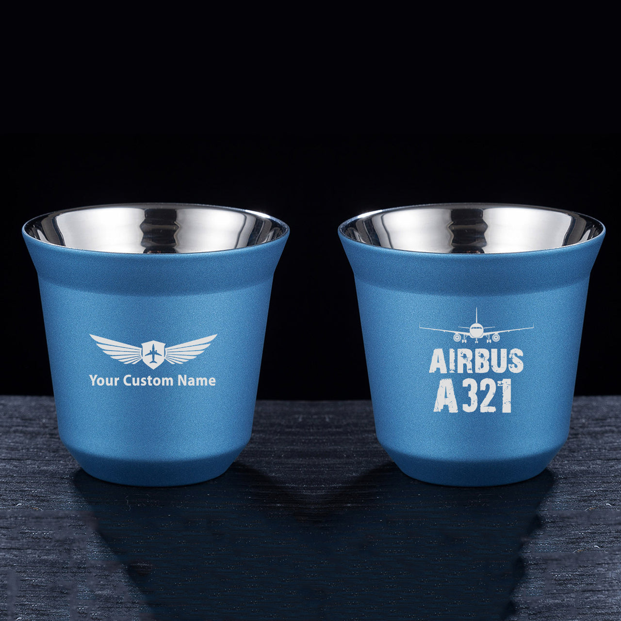 Airbus A321 & Plane Designed Double Wall Stainless Steel Coffee Mugs