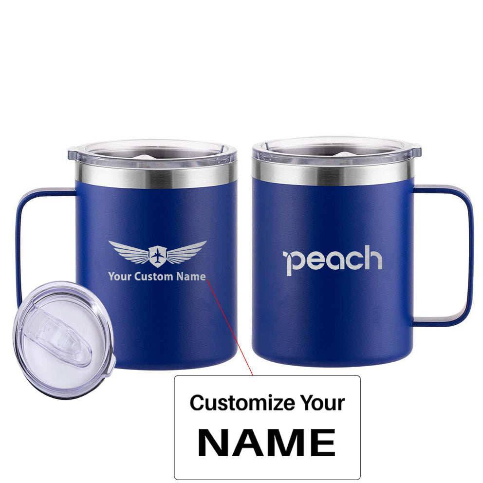 Peach Airlines Designed Stainless Steel Laser Engraved Mugs