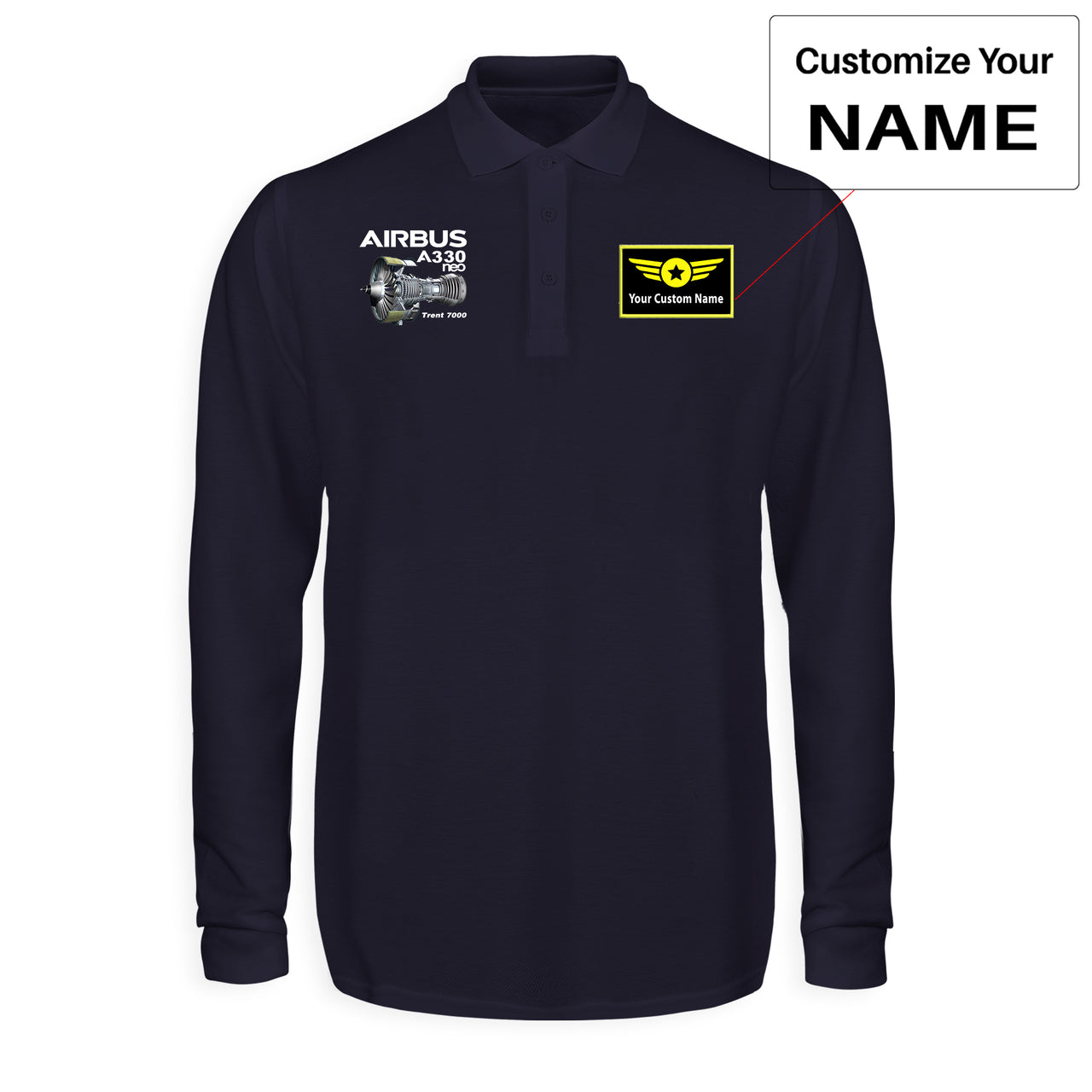 Airbus A330neo & Trent 7000 Designed Long Sleeve Polo T-Shirts