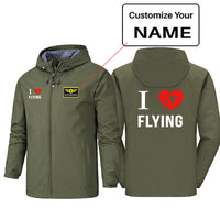 Thumbnail for I Love Flying Designed Rain Jackets & Windbreakers