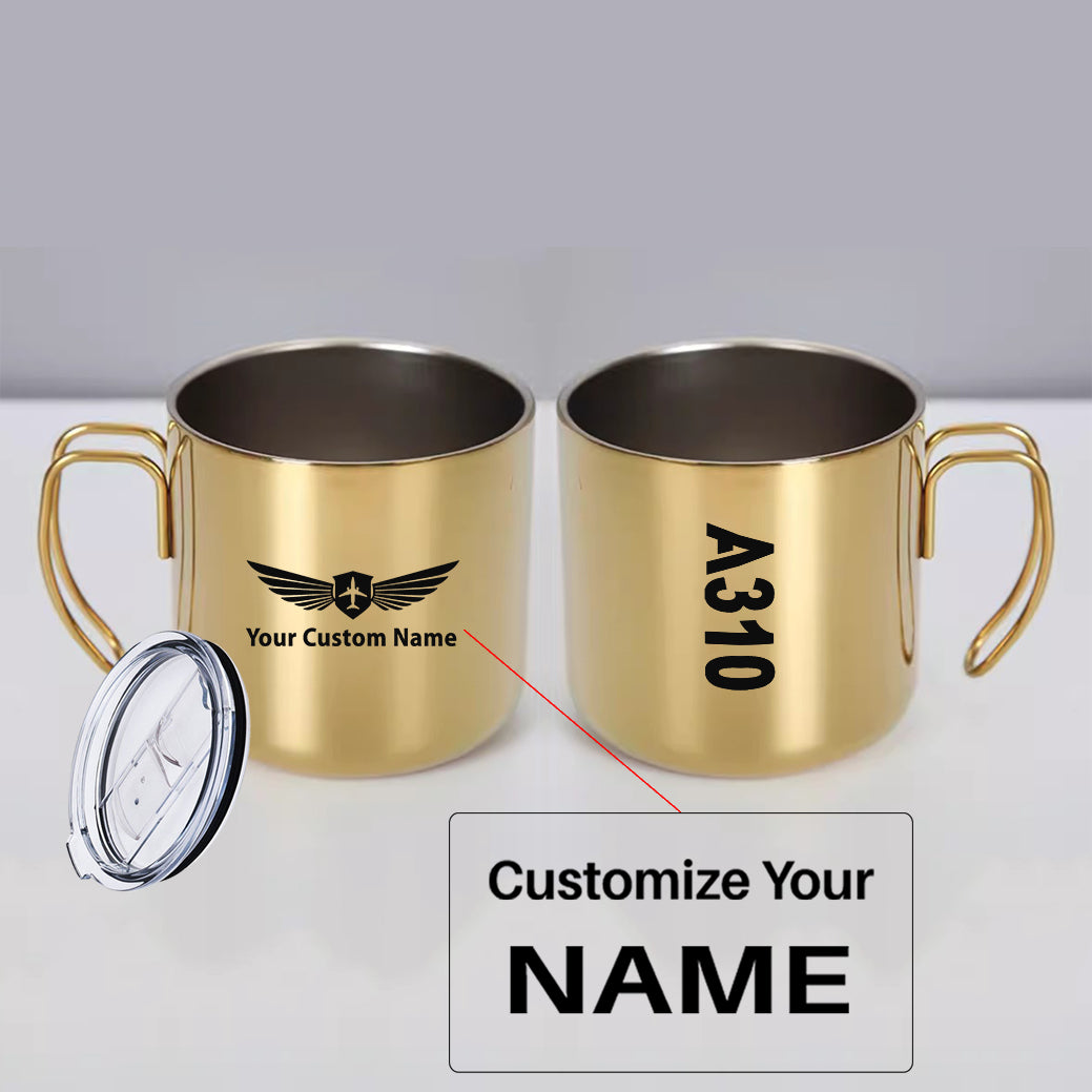 A310 Text Designed Stainless Steel Portable Mugs
