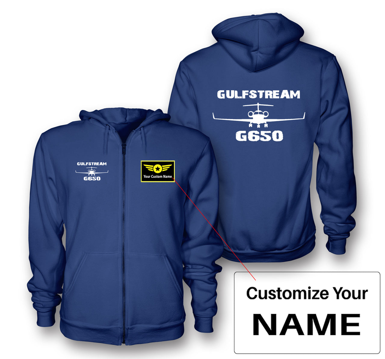 Gulfstream G650 & Plane Designed Zipped Hoodies