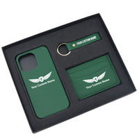 Thumbnail for Your Custom Name/Text Design Pebble Leather Phone Case For iPhone Keychain Card Holder Business Gift Set