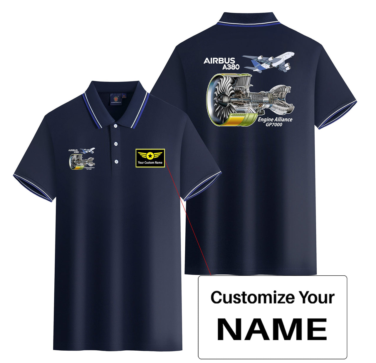 Airbus A380 & GP7000 Engine Designed Stylish Polo T-Shirts (Double-Side)