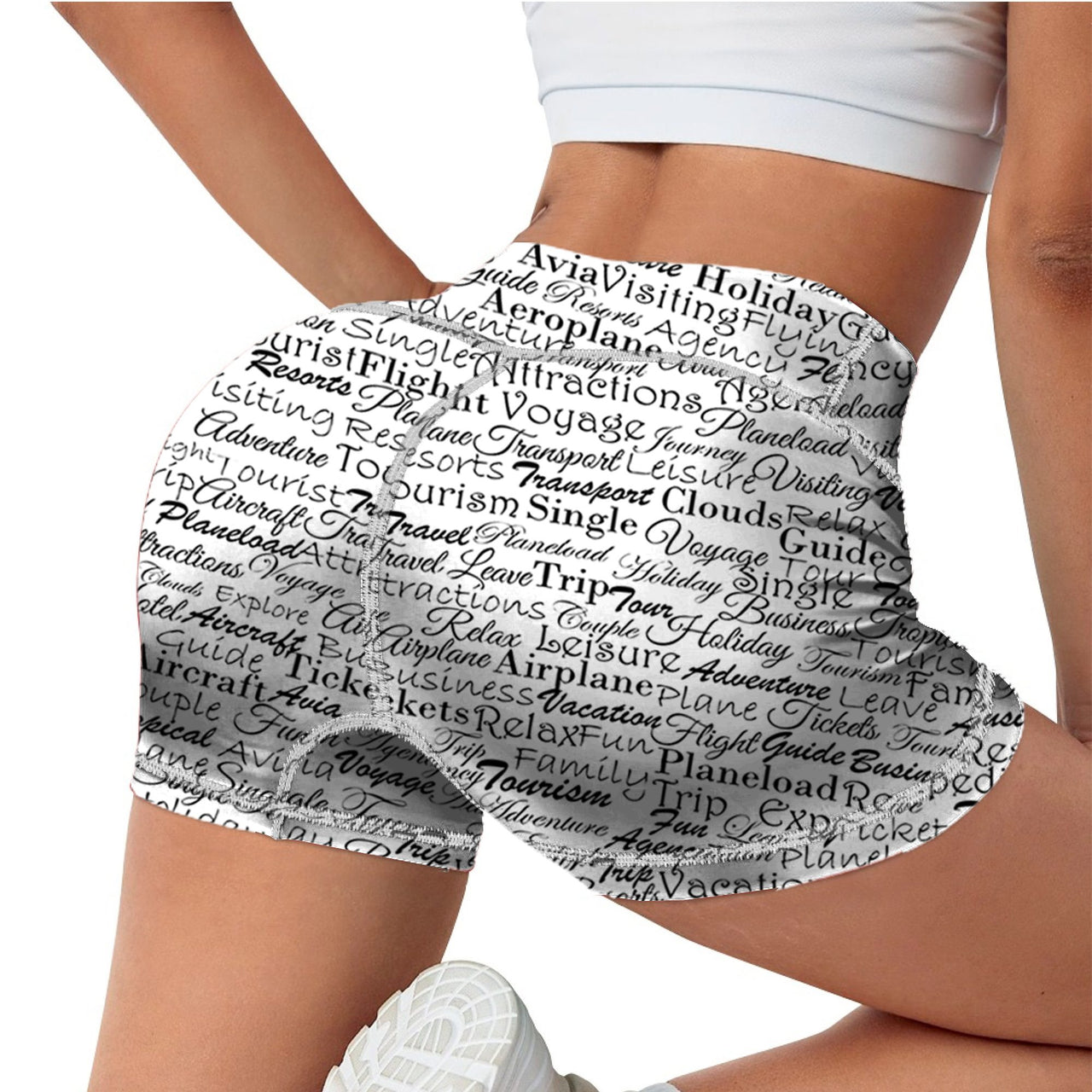 Aviation Lovers Texts Designed Women Yoga Shorts Pants