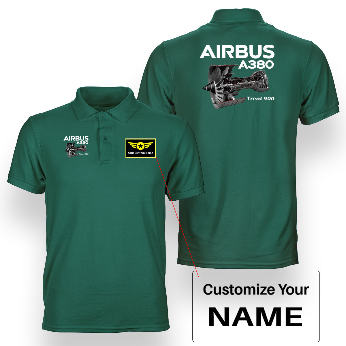 Airbus A380 & Trent 900 Engine Designed Double Side Polo T-Shirts