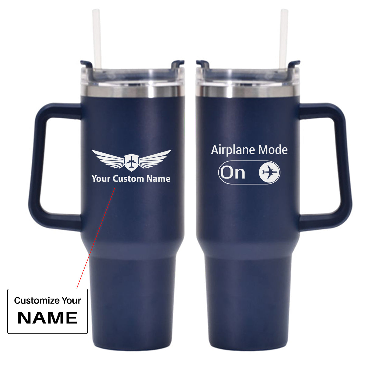 Airplane Mode On Designed 40oz Stainless Steel Car Mug With Holder