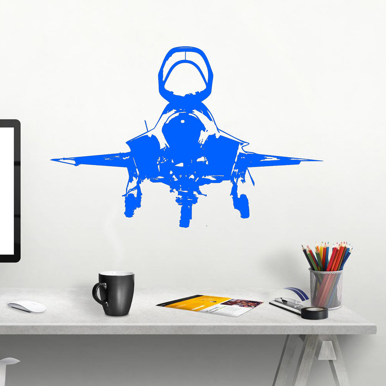 Face to Face with Fighter Jet 35 Designed Wall Sticker
