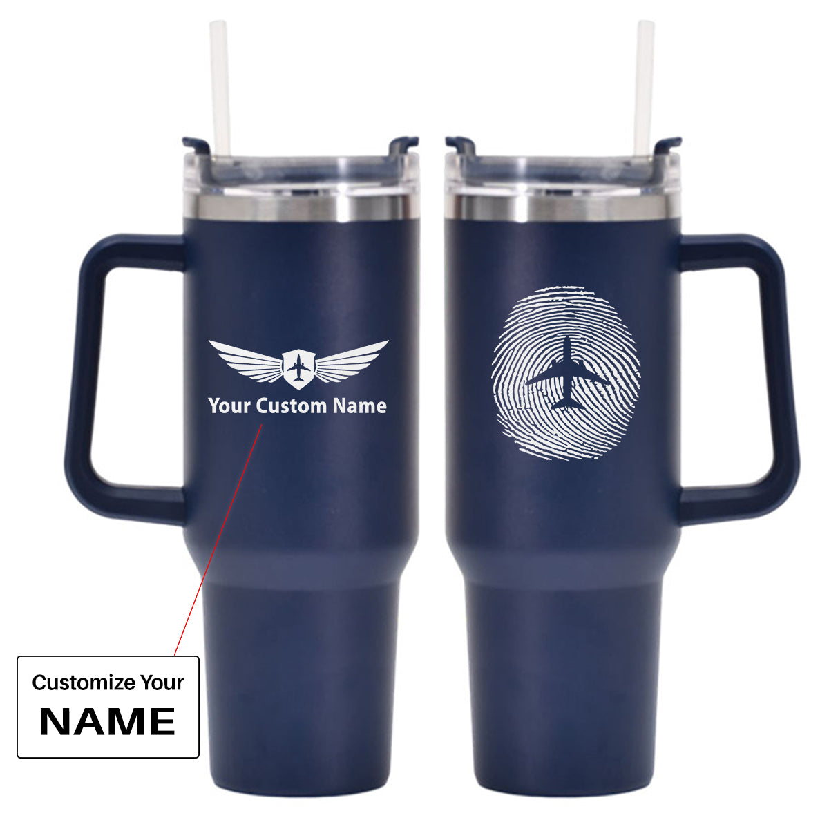 Aviation Finger Print Designed 40oz Stainless Steel Car Mug With Holder