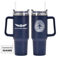 Thumbnail for Aviation Finger Print Designed 40oz Stainless Steel Car Mug With Holder