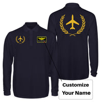 Thumbnail for Leaf & Airplane Designed Long Sleeve Polo T-Shirts (Double-Side)