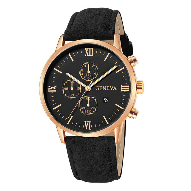 Quartz Watch Men Roman Dial Watch Fashion Round Date Quartz Watch