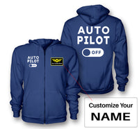 Thumbnail for Auto Pilot Off Designed Zipped Hoodies