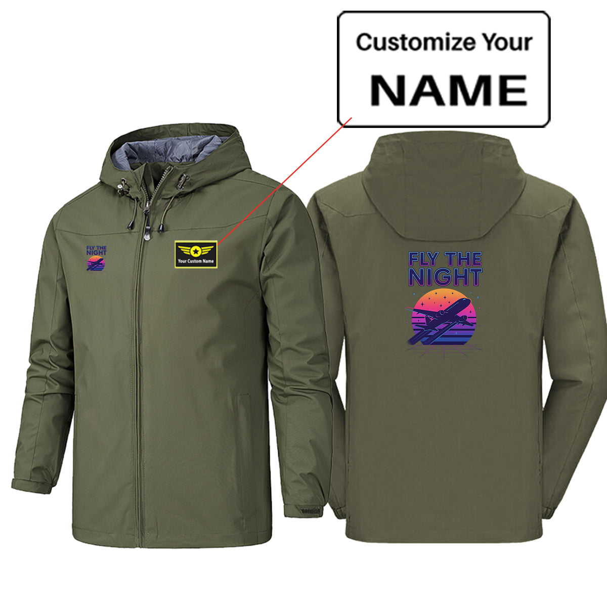 Fly The Night Designed Rain Jackets & Windbreakers