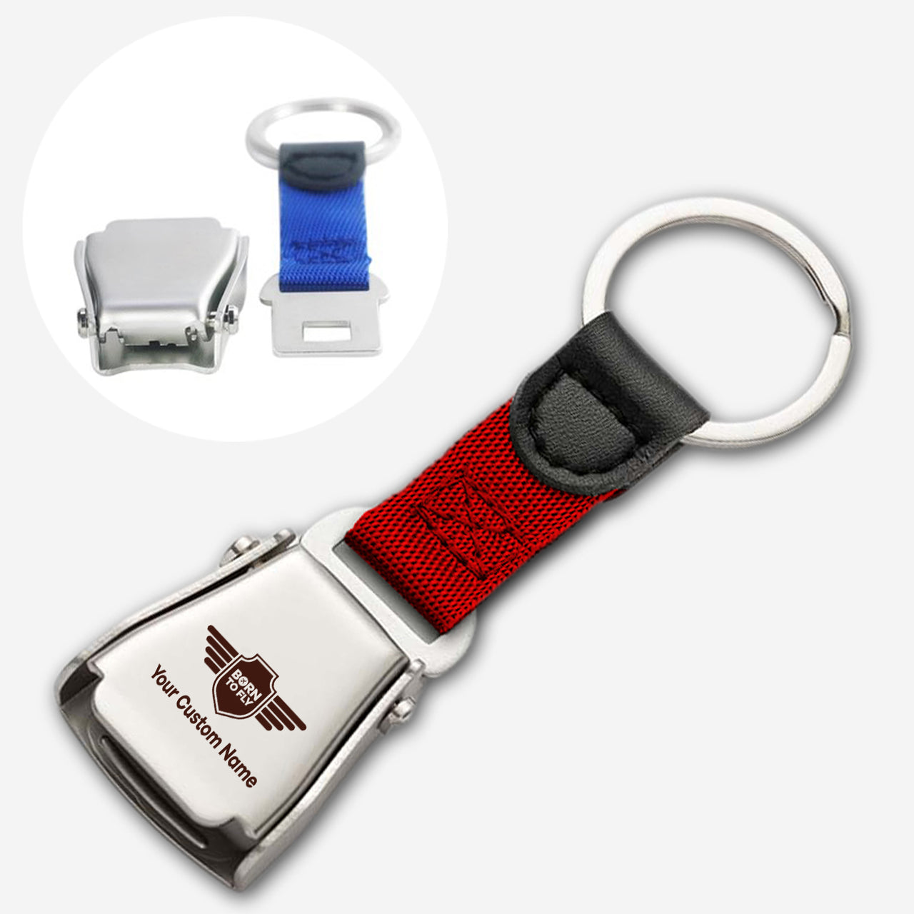 Custom Name (Badge 5)Designed Airplane Seat Belt Key Chains