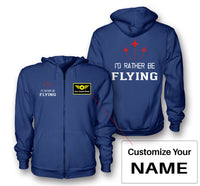 Thumbnail for I'D Rather Be Flying Designed Zipped Hoodies