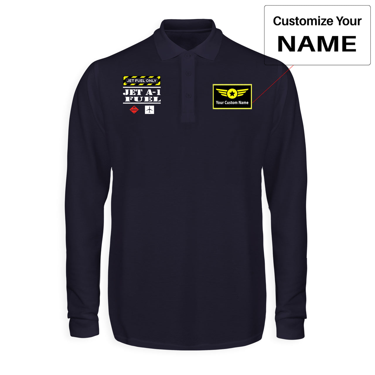 Jet Fuel Only Designed Long Sleeve Polo T-Shirts
