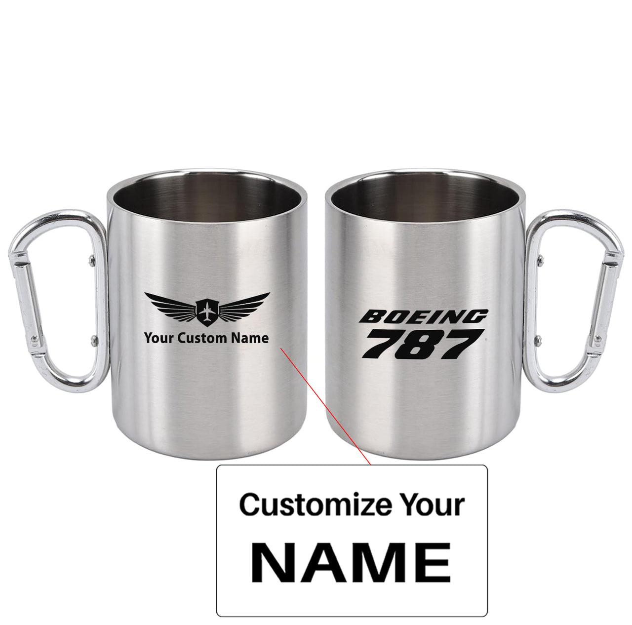 Boeing 787 & Text Designed Stainless Steel Outdoors Mugs