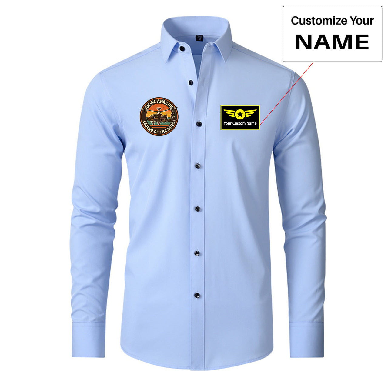 Retro Apache AH-64 Designed Long Sleeve Shirts