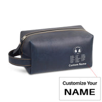 Thumbnail for Aviation Alphabet 3 Designed Leather Clutch Toiletry Bag
