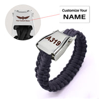 Thumbnail for A319 Flat Text Design Airplane Seat Belt Bracelet