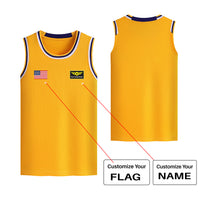 Thumbnail for Custom Flag & Name with Special Badge Designed Basketball Style Sports Tank Tops