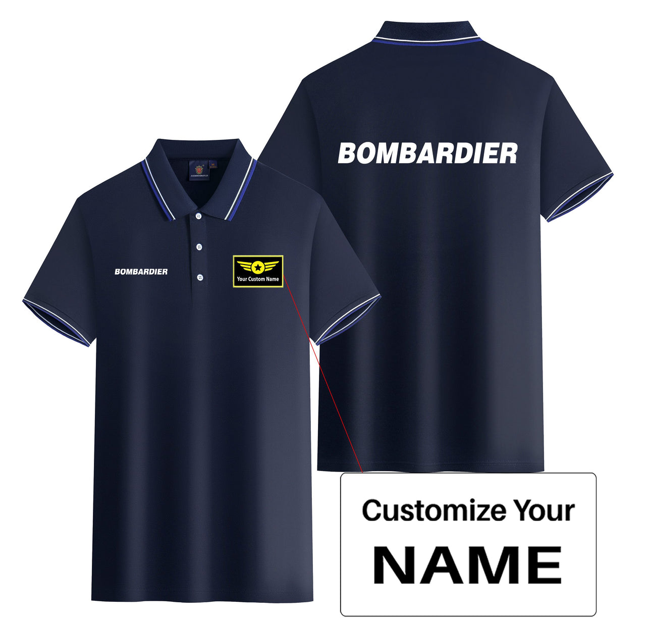 Bombardier & Text Designed Stylish Polo T-Shirts (Double-Side)