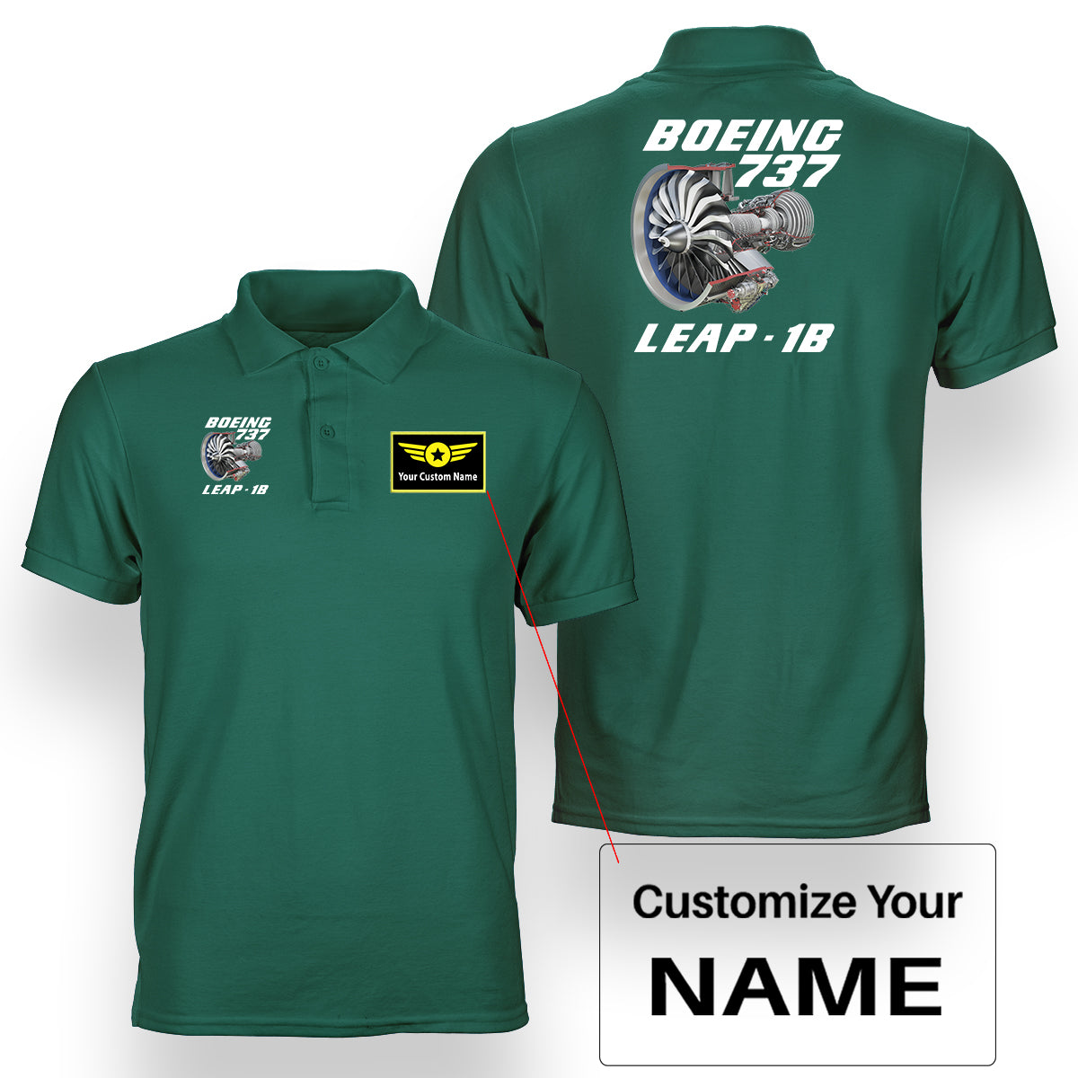 Boeing 737 & Leap 1B Designed Double Side Polo T-Shirts