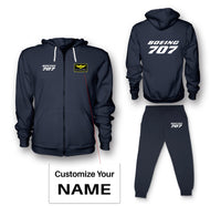 Thumbnail for Boeing 707 & Text Designed Zipped Hoodies & Sweatpants Set