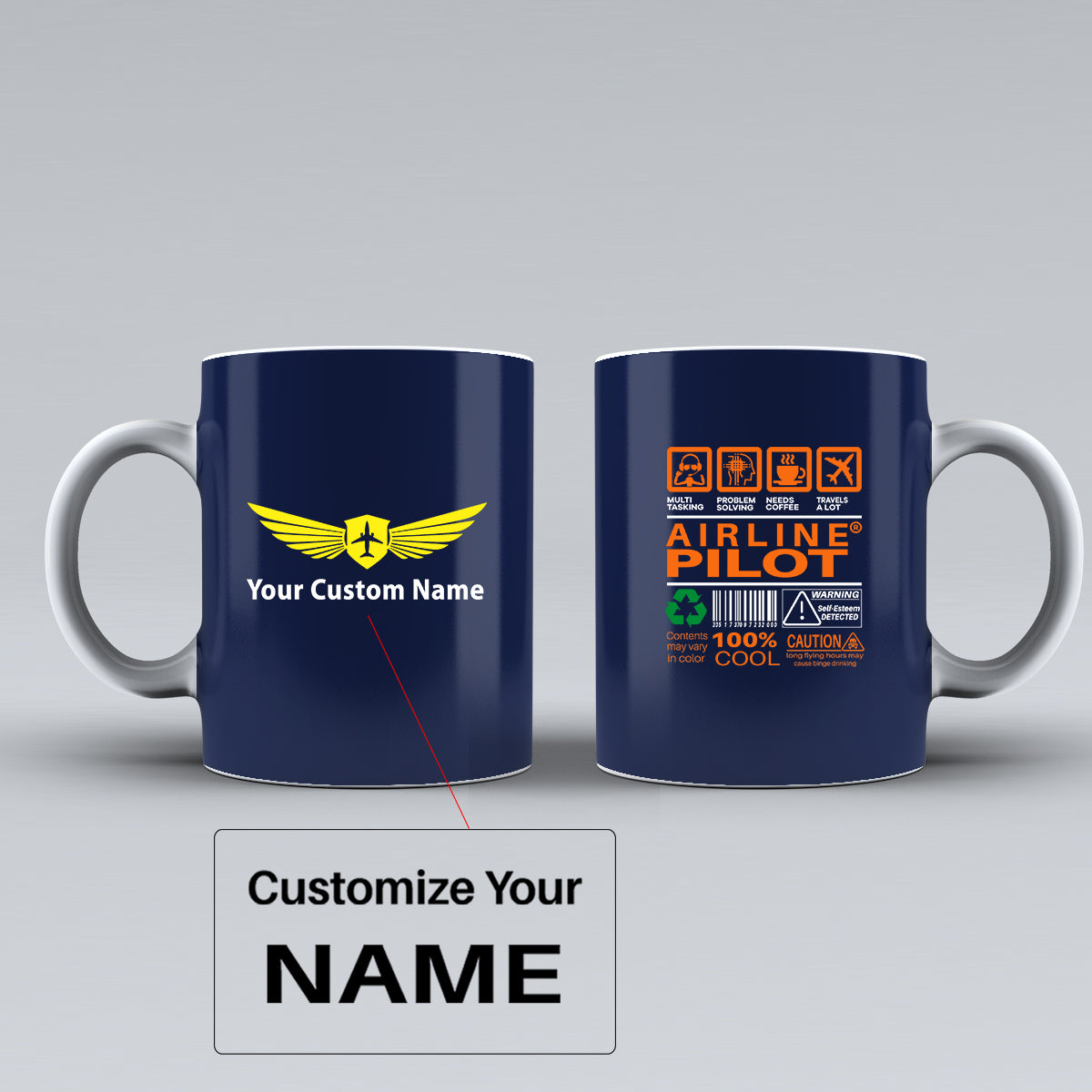 Airline Pilot Label Designed Ceramic White Mugs