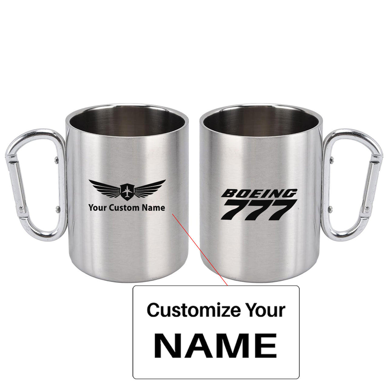 Boeing 777 & Text Designed Stainless Steel Outdoors Mugs