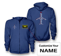 Thumbnail for Airplane Shape Aviation Alphabet Designed Zipped Hoodies