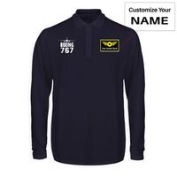 Thumbnail for Boeing 767 & Plane Designed Long Sleeve Polo T-Shirts