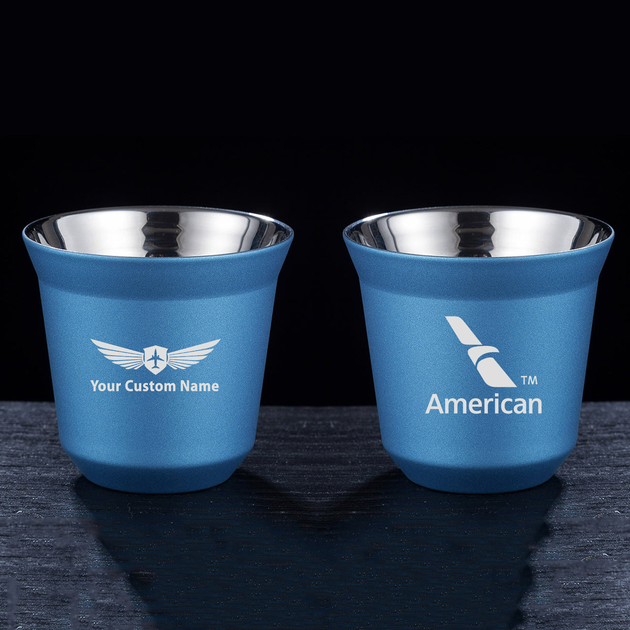 American Airlines Designed Double Wall Stainless Steel Coffee Mugs