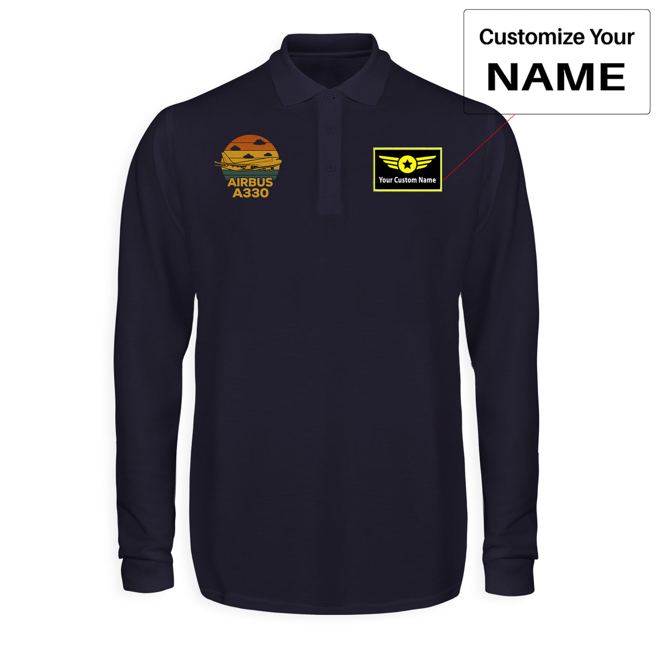 Retro Airbus A330 Designed Long Sleeve Polo T-Shirts