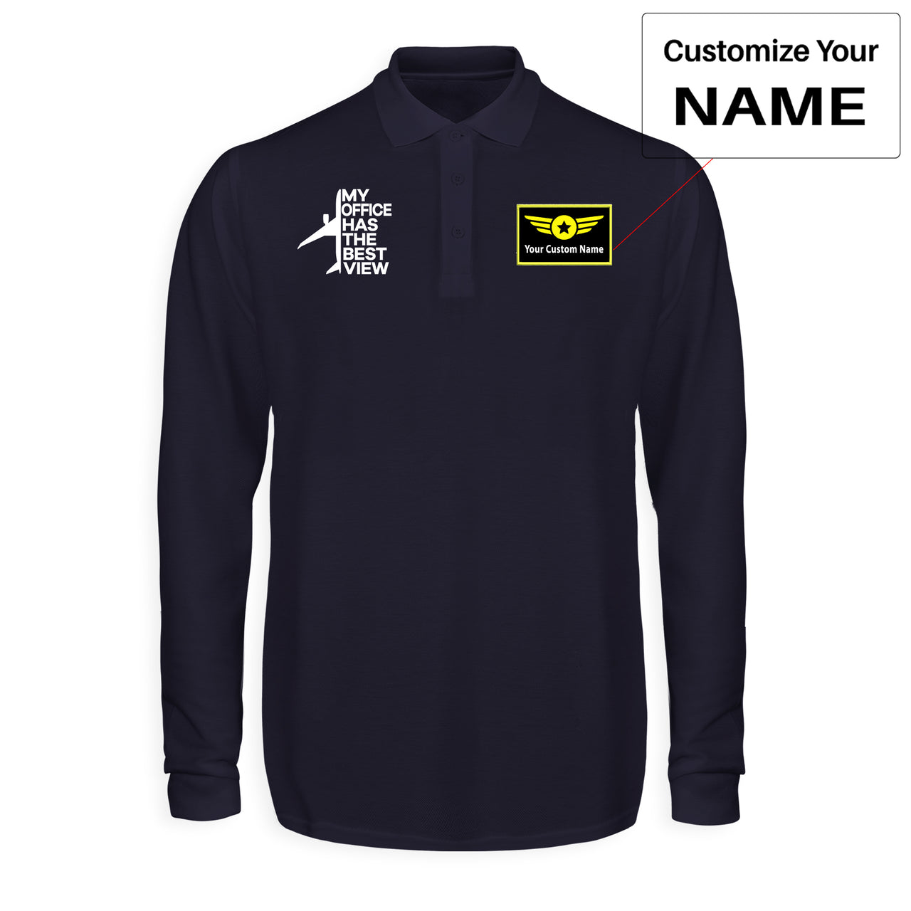 My Office Has The Best View Designed Long Sleeve Polo T-Shirts