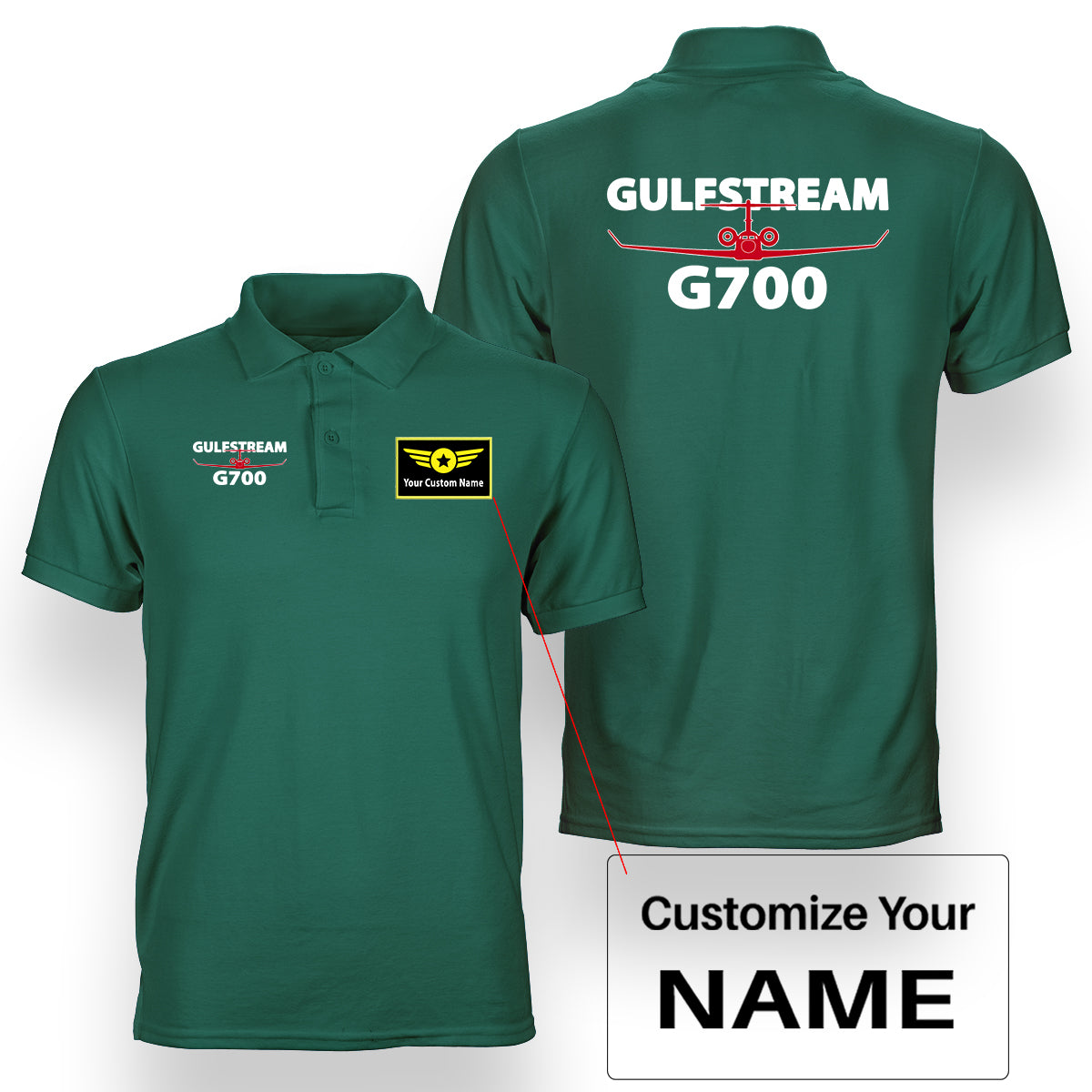 Amazing Gulfstream G700 Designed Double Side Polo T-Shirts