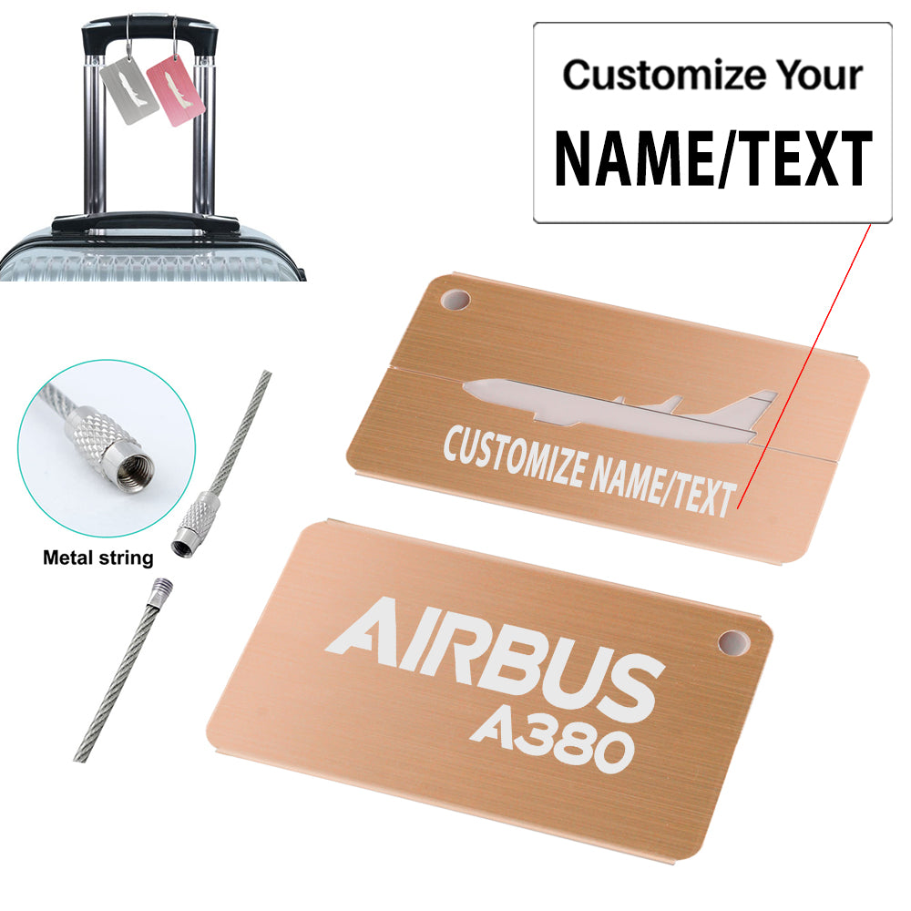Airbus A380 & Text Designed Aluminum Airplane Luggage Tags