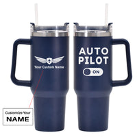 Thumbnail for Auto Pilot ON Designed 40oz Stainless Steel Car Mug With Holder