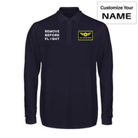Thumbnail for Remove Before Flight Designed Long Sleeve Polo T-Shirts