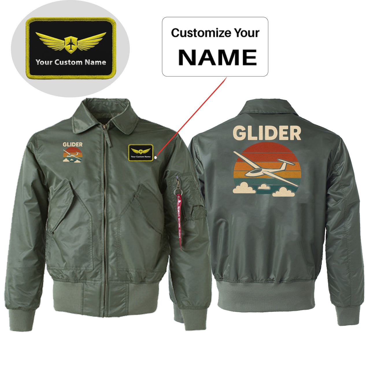 Retro I Love Gliding Designed Embroidered Patch Attachable Jackets