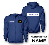 Thumbnail for Cabin Crew Text Designed Zipped Hoodies