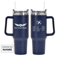 Thumbnail for Aviation Alphabet 2 Designed 40oz Stainless Steel Car Mug With Holder