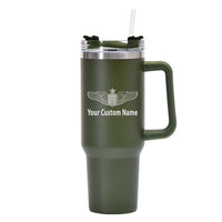 Thumbnail for Custom Name (US Air Force & Star) Designed 40oz Stainless Steel Car Mug With Holder