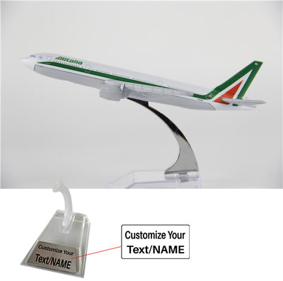 Alitalia Boeing 777 Airplane Model (16CM) aviation themed 16-18cm scale model aircraft, diecast metal.