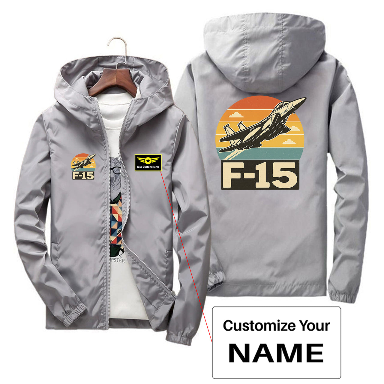 Retro Fighter Jet F15 Designed Thin Windbreaker Jackets
