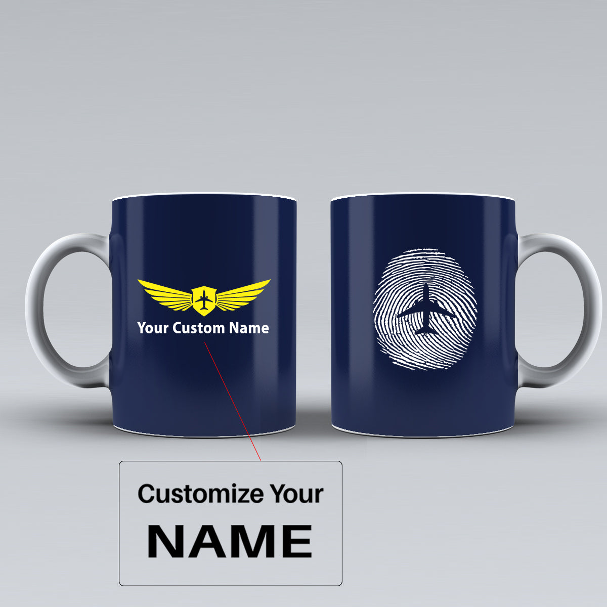 Aviation Finger Print Designed Ceramic White Mugs