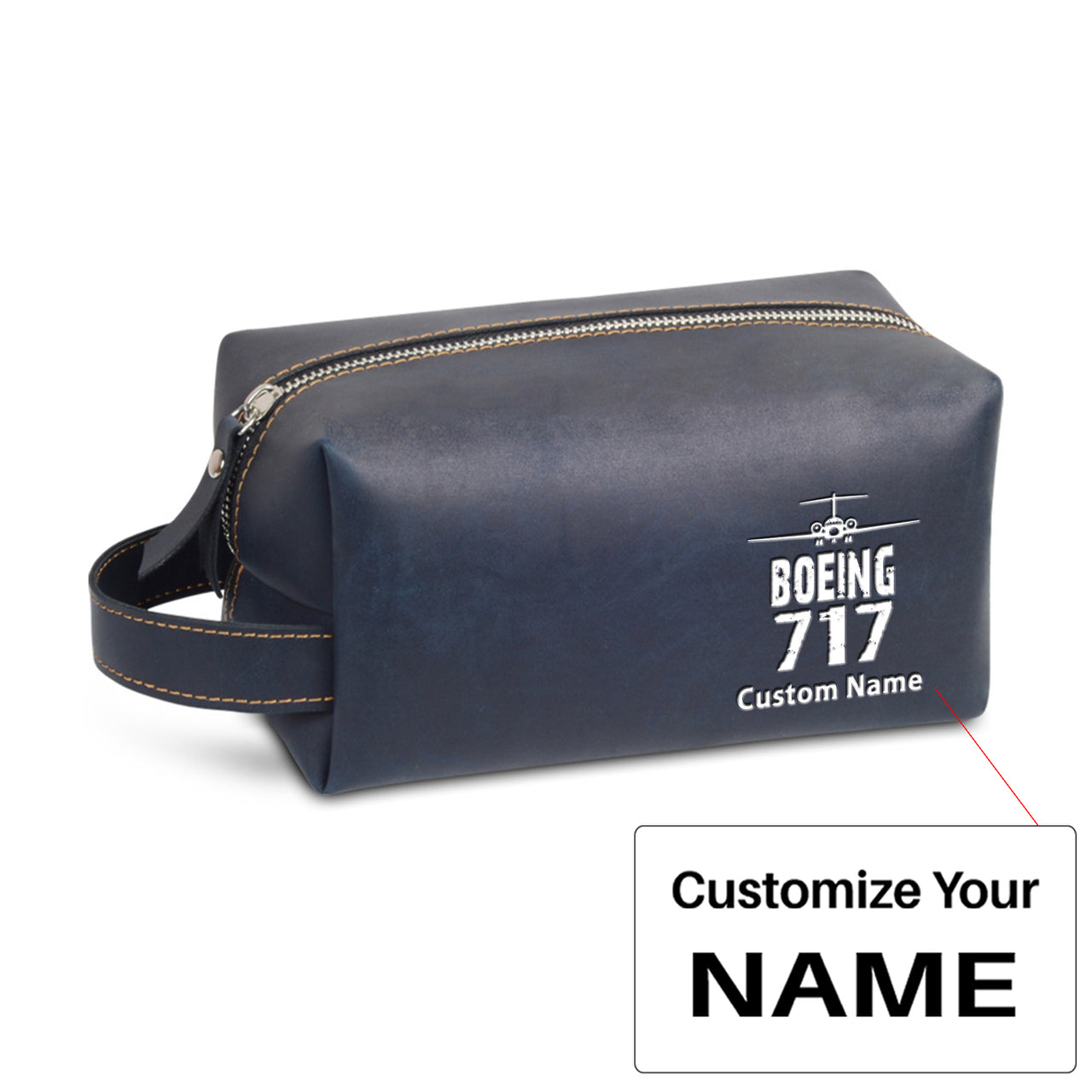 Boeing 717 & Plane Designed Leather Clutch Toiletry Bag